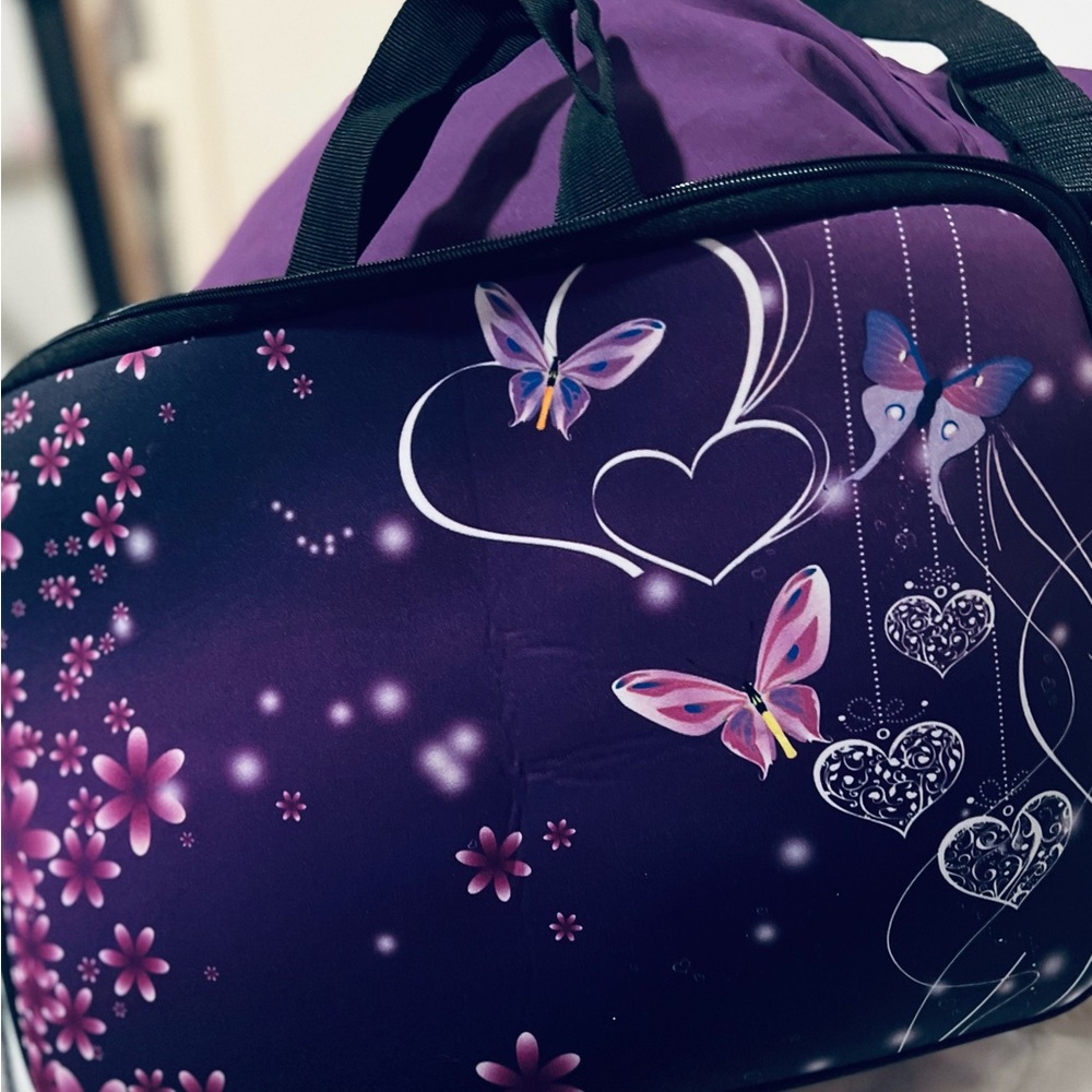 Purple Butterfly Print Women's Bag